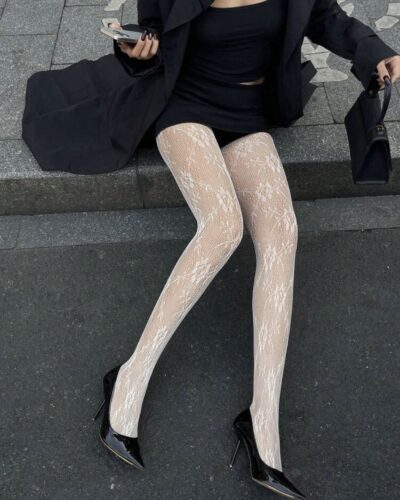 Medias blanc noir