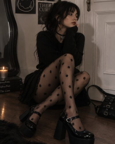 Medias Noir dots